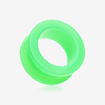 A Pair of Neon Colored UV Acrylic Screw-Fit Ear Gauge Tunnel Plug-Green